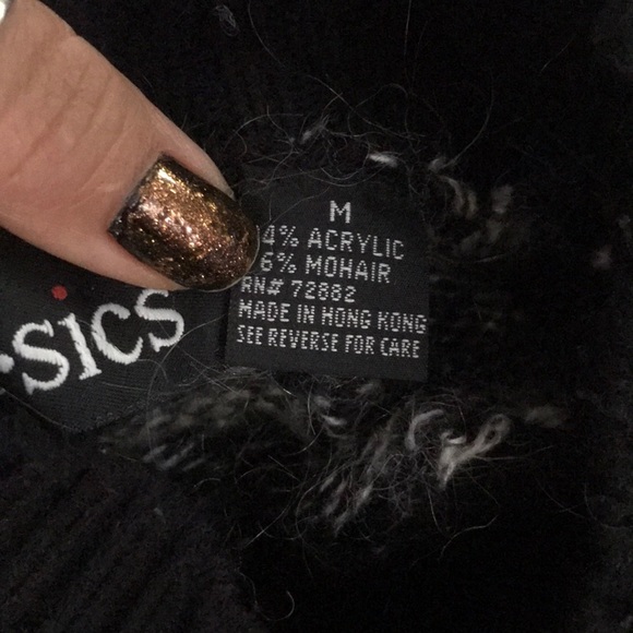 Black & white fairs isle mohair sweater M tunic acrylic knit Vintage - Picture 5 of 6